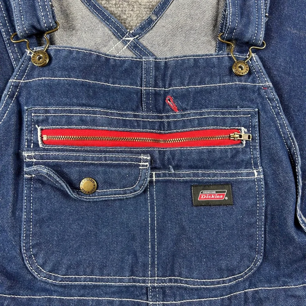 Genuine Dickies Overalls Mens 36x30 Blue Denim Bib Workwear‎ Carpenter EB713RNB
